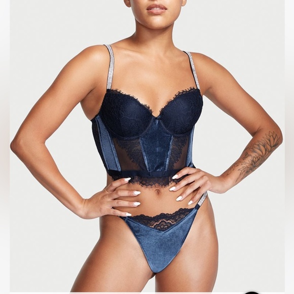 BNWT DREAM ANGELS Lace & Velvet Shine Strap Corset Top - Picture 5 of 8